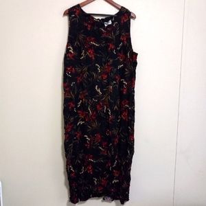 HalMode 14 vintage Aloha Maxi Lanai Dress Plus in Black Red Floral